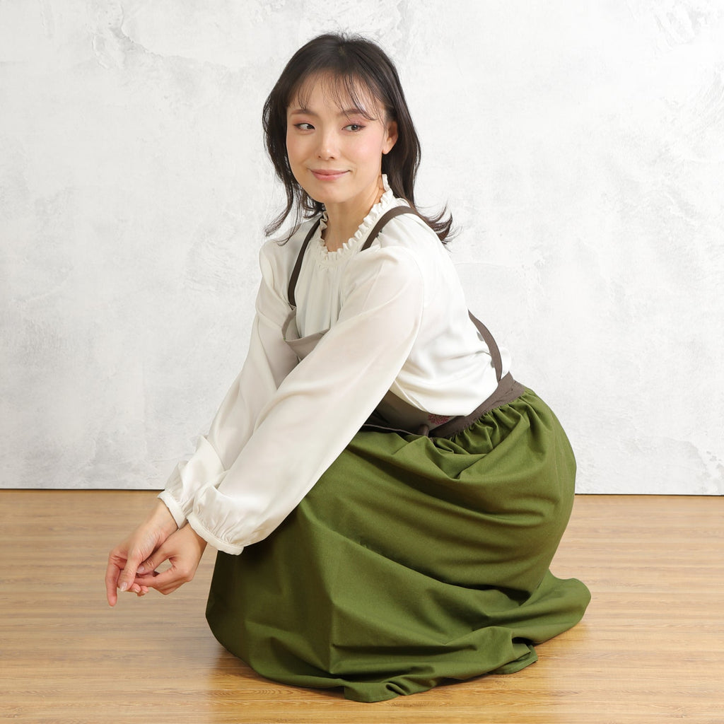 [Michelle Machoto] Michelle Machot Horseradish Pattern Long Wide Gather Apron D-0009