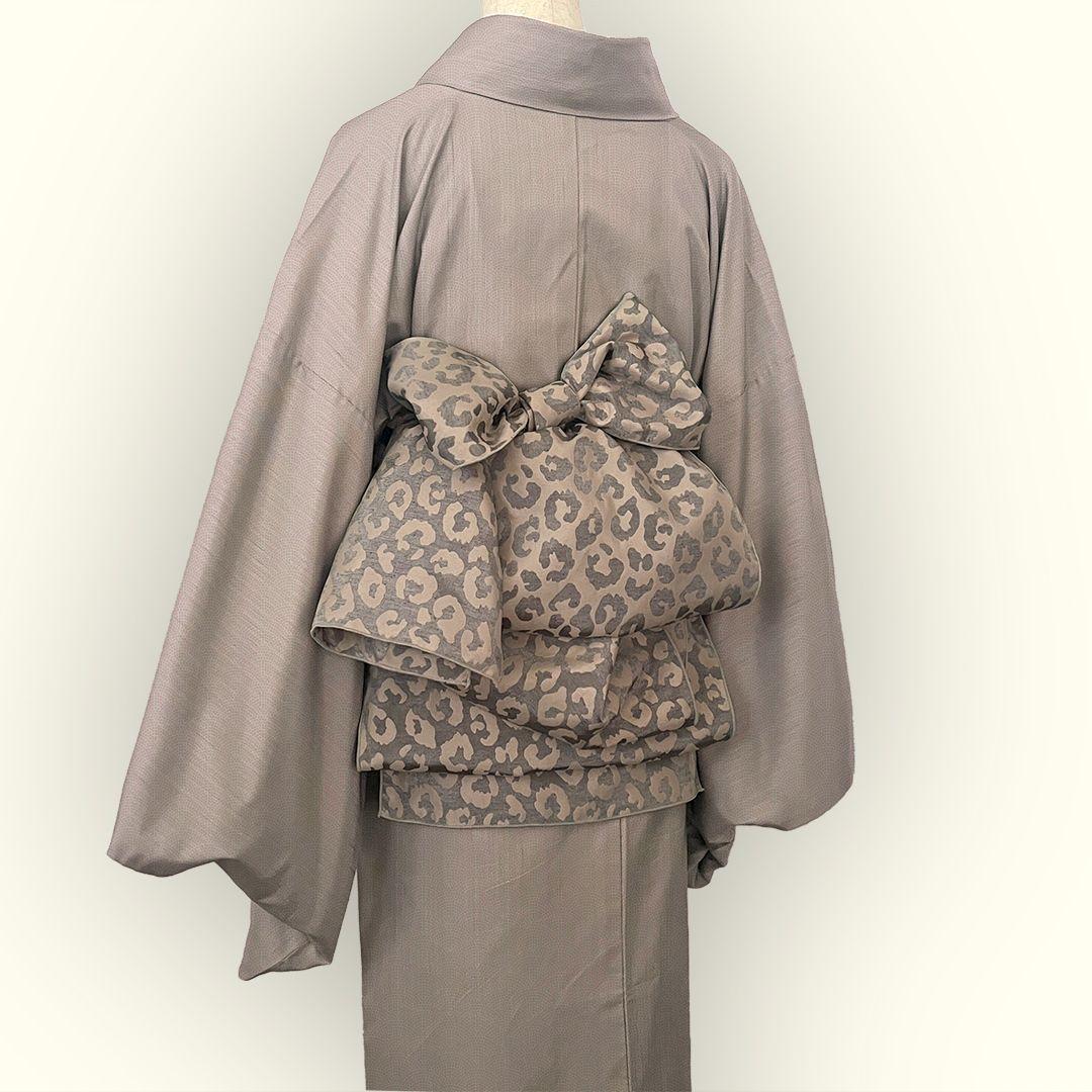 Heko Obi (Soft Sash) for Adults - Leopard Print Reversible Heko Obi in Greige