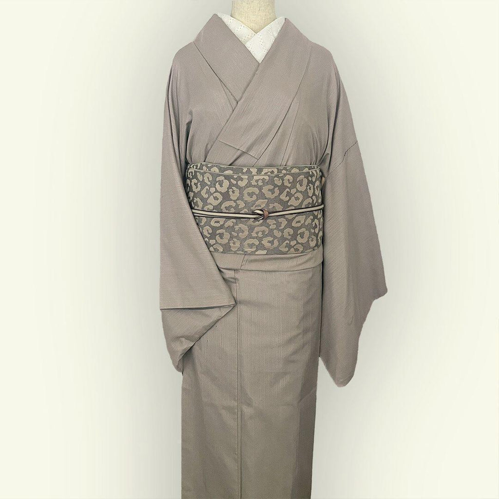 Heko Obi (Soft Sash) for Adults - Leopard Print Reversible Heko Obi in Greige
