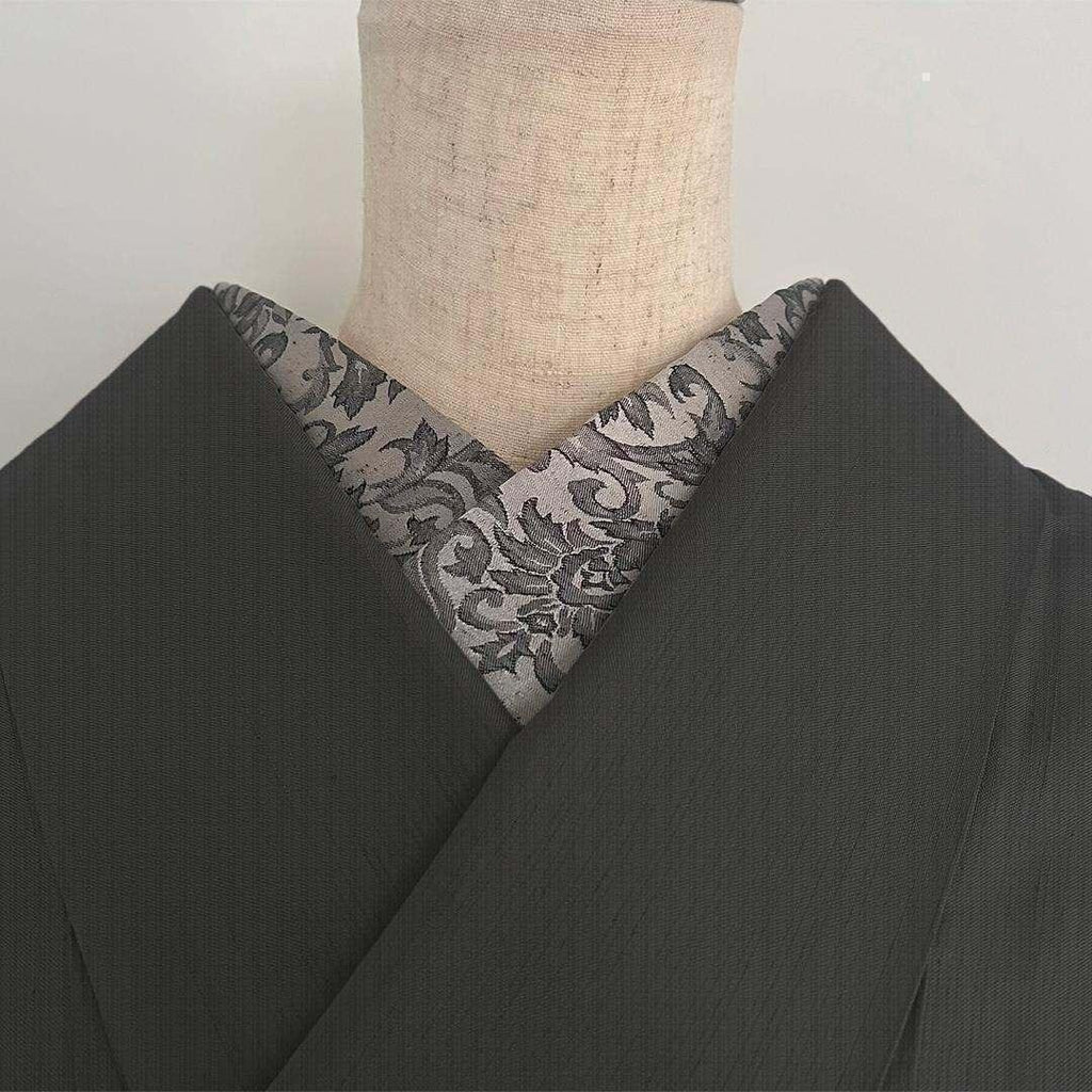 Haneri Damask woven pattern black and silver Haneri Botanical gray Reversible