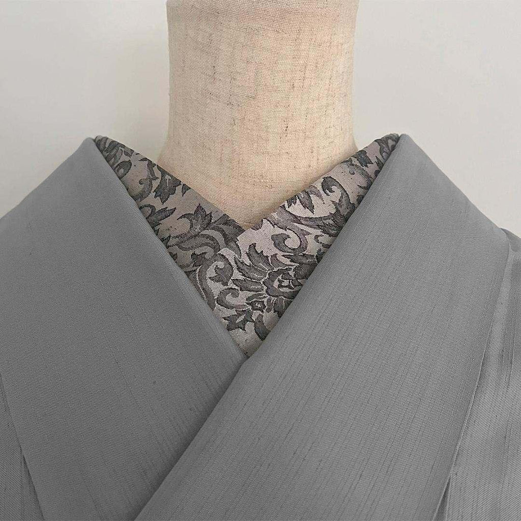 Haneri Damask woven pattern black and silver Haneri Botanical gray Reversible