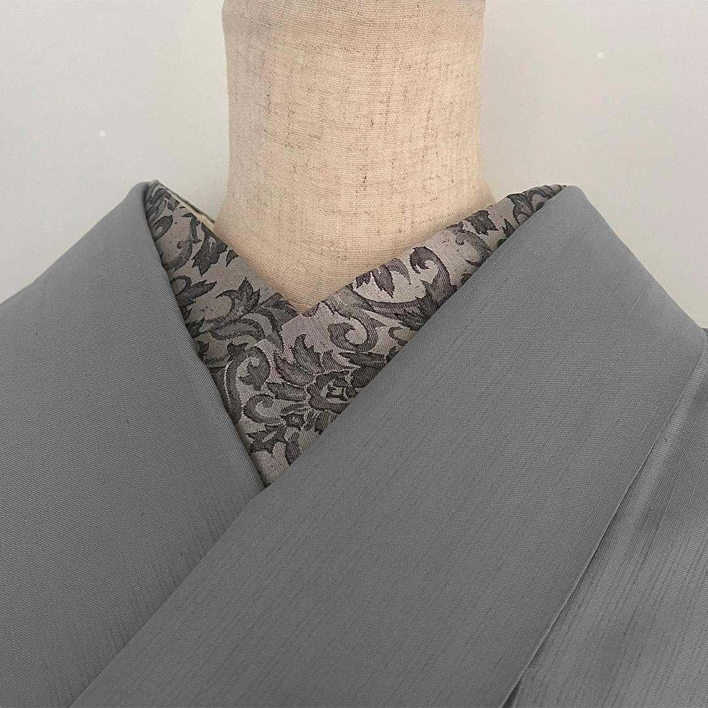 Haneri Damask woven pattern black and silver Haneri Botanical gray Reversible