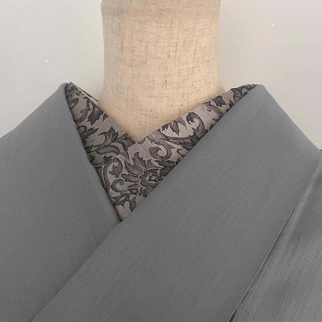Haneri Damask woven pattern black and silver Haneri Botanical gray Reversible