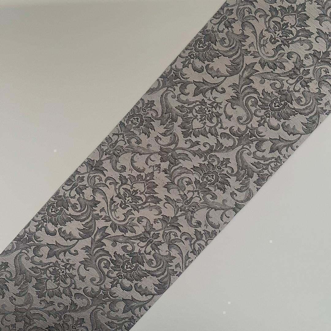 Haneri Damask woven pattern black and silver Haneri Botanical gray Reversible