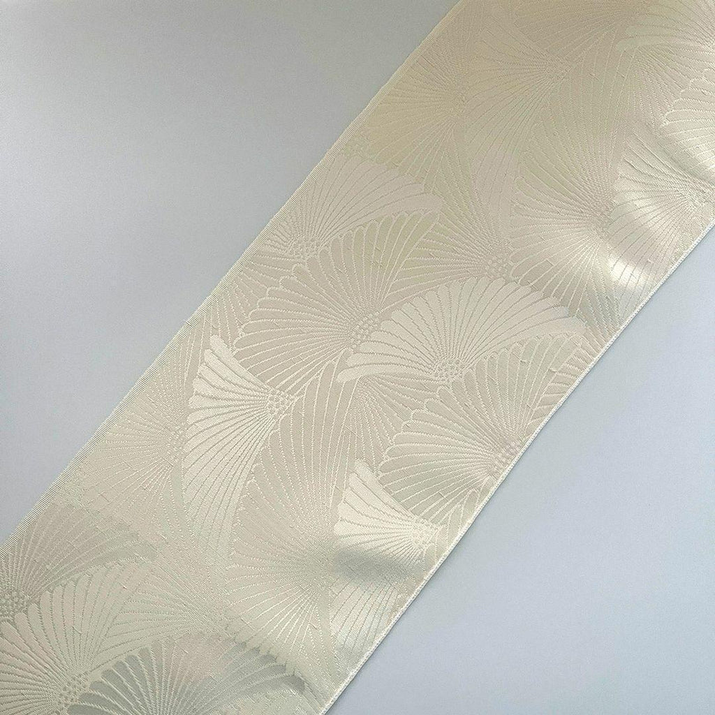 [Flawed] Han-eri (half-collar) - Silk, Chrysanthemum Crest, Matsumoto Itohiro, Ecru, Tied Thread, Crepe, Slubs, Neps