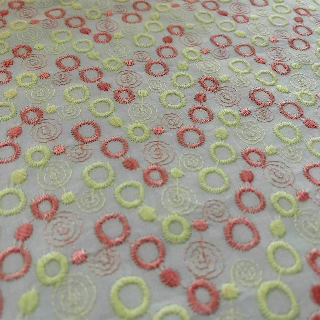Kimono, unlined, embroidered, pink and yellow dots, cotton, polka dot, casual