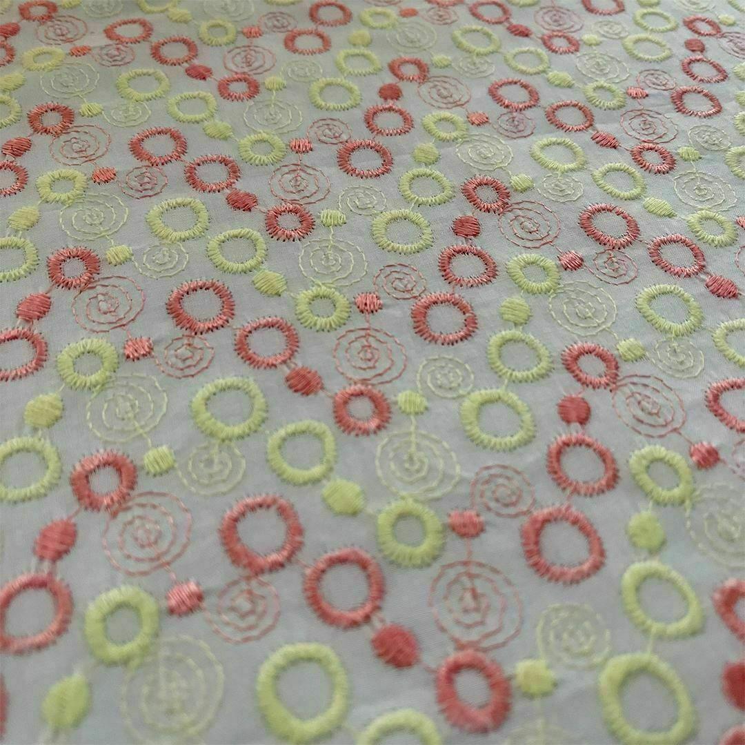 Kimono, unlined, embroidered, pink and yellow dots, cotton, polka dot, casual