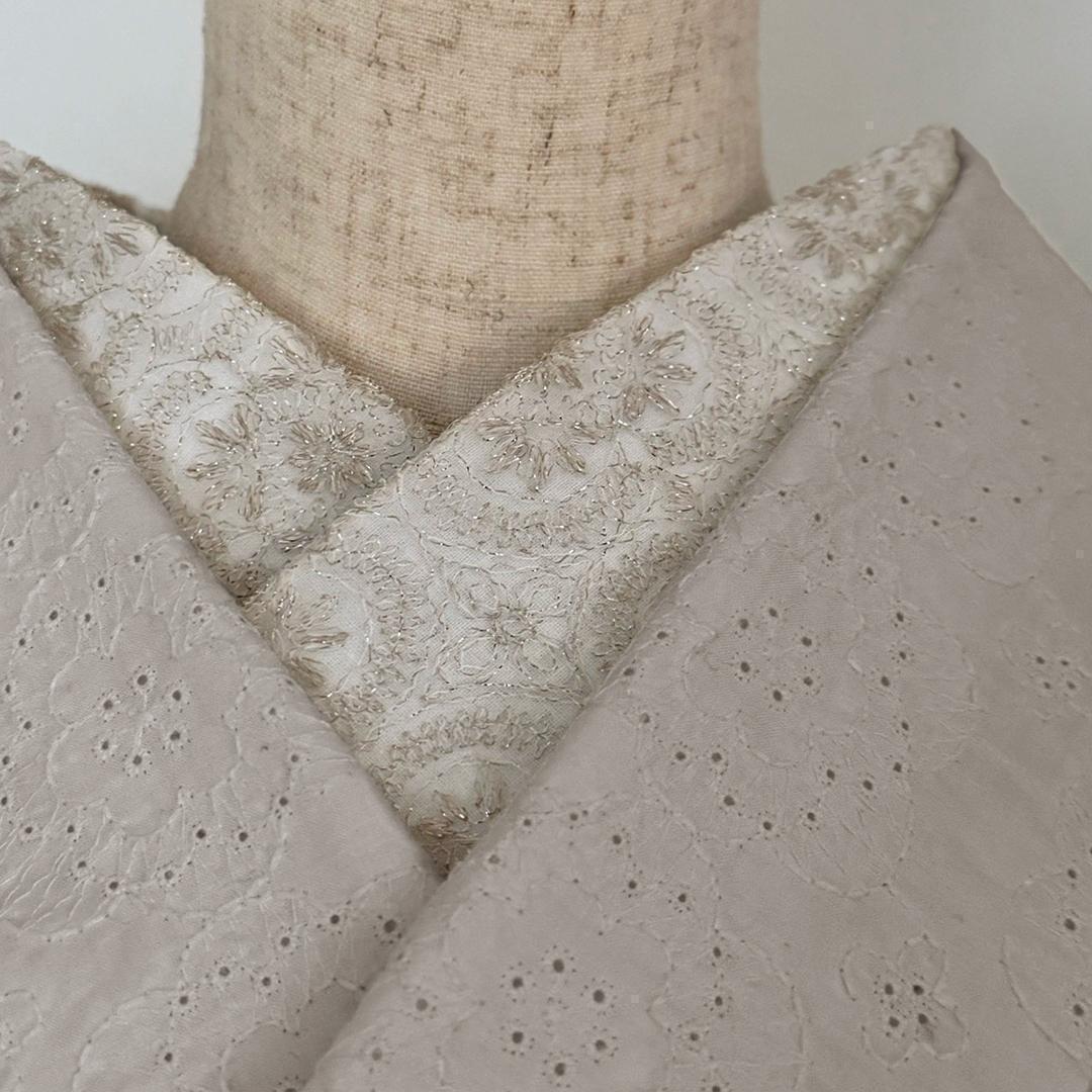 [Reasonable訳あり] Haneri Collar with Snowflake Embroidery, Lace Haneri, Champagne, Cute, Gold Thread, All Seasons, Even Summer