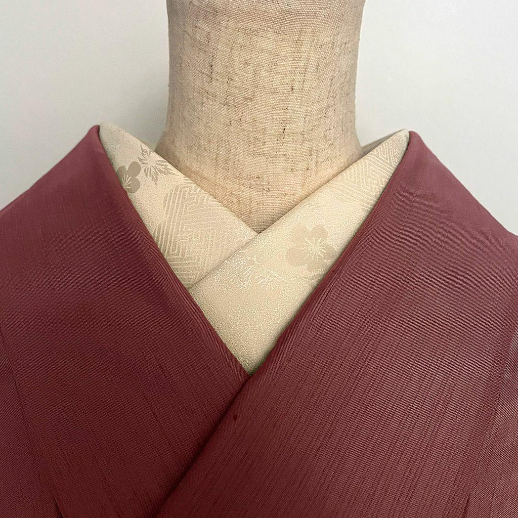 [Blemished] Haneri, Silk, Sayagata, Kumotori, Ume, Momiji, Tango Chirimen, Off-White, Coming-of-Age Ceremony