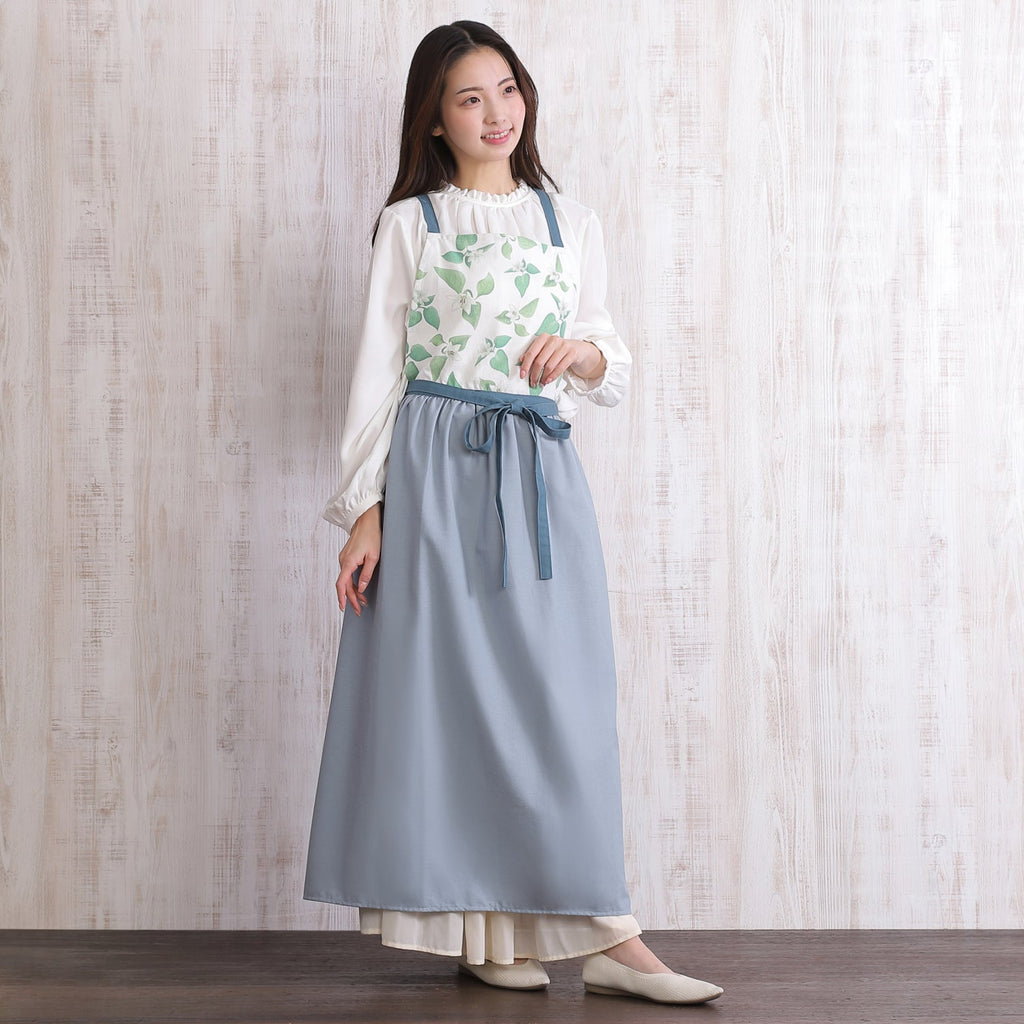 [Michelle Machoto] Michelle Machoto Chili Pepper Pattern Long Wide Gathered Apron D-0012