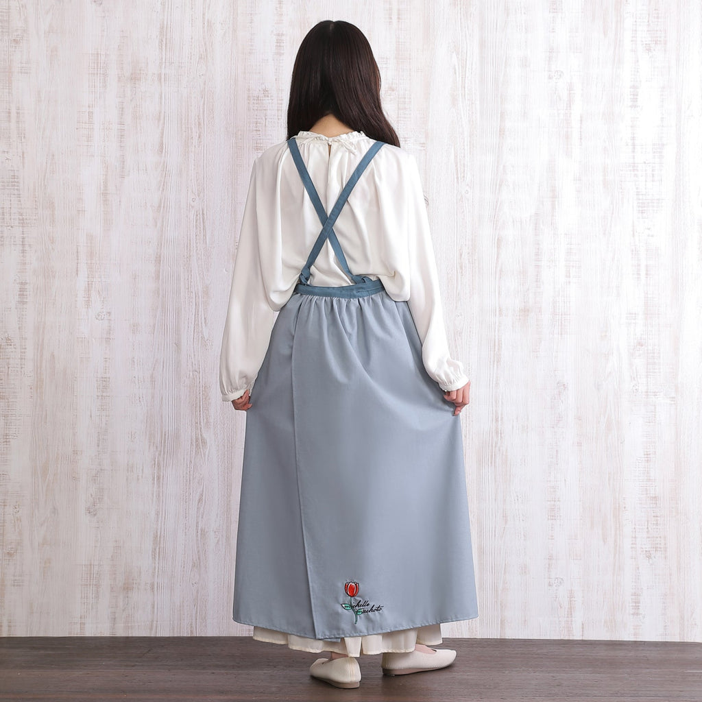 [Michelle Machoto] Michelle Machoto Chili Pepper Pattern Long Wide Gathered Apron D-0012